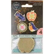Cross Stitch Wood Charm 4 Pack