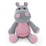 Crohet Toy Hippo - Pink & Grey