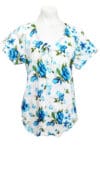 Cotton Flower Print Top Blue
