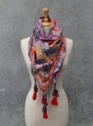 Fringe Tassel Square Scarf - Paisley Print