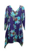 Cotton Tunic 3/4 Sleeve - Purple Flower