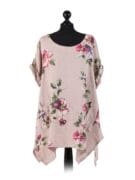 Floral Linen Tunic - Beige