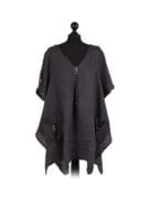 Linen Tunic With Pockets - Charcoal