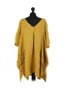Linen Tunic With Pockets - Mustard