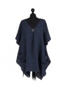 Linen Tunic With Pockets - Navy