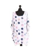 Cotton Oversized Tunic Polka dot - White
