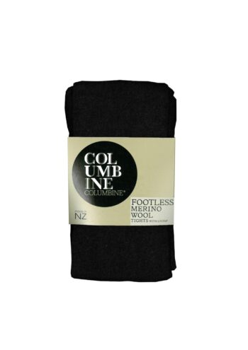 Columbine Footless Merino Wool Tights Black