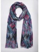 Merino & Silk Scarf - Pink Blue Abstract