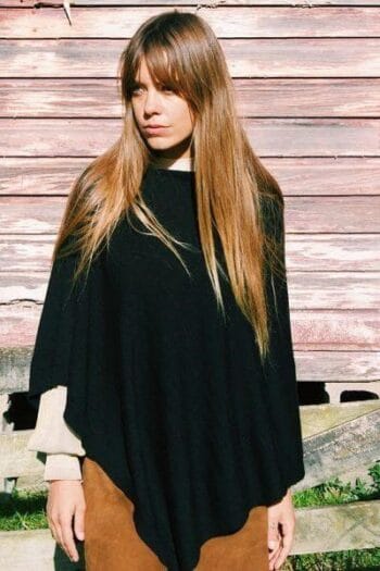 Zara Fine Merino Wool Poncho - Black