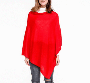 Zara Fine Merino Wool Poncho - Red