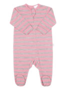 Merino Wool Baby All In One Bodysuit Pink Stripe