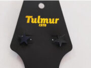 Wooden Star Studs - Black & Navy