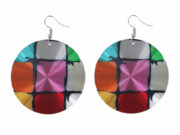 Round Multicoloured Metal Disc Earrings
