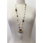 Long Agate & Wood Necklace