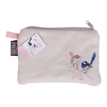 Organic Cotton Purse Wild Blue Wren Pastel