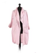 Linen Tab Sleeve Drawstring Jacket - Pink