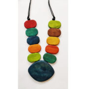 Multi Coloured Wooden Disc Necklace