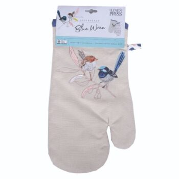 Organic Cotton Oven Mitt - Wild Blue Wren Pastel