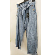 Linen Pants Button Pockets - Light Denim