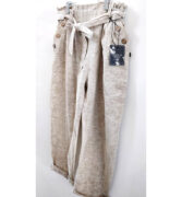 Linen Pants Button Pockets - Beige