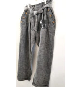 Linen Pants Button Pockets - Grey