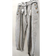 Linen Pants Button Pockets - Light Grey
