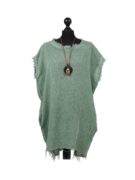 Side Buttoned Cotton Linen Top - Green