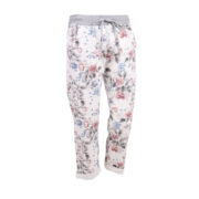 Cotton Floral Print Pants - White