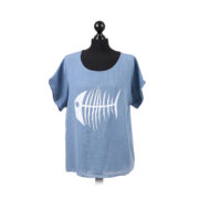 Cotton Fish Bone Print Top