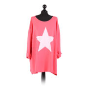 Cotton Star Print Top - Coral