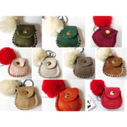 Sheepskin Purse With Fur Pom Pom Keyring