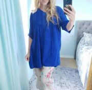 Helga May V Neck Stripe Side Dress - Royal Blue