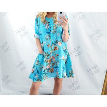 Helga May Botanical Button Tunic Dress - Turquoise