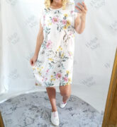 Helga May White Royal Meadow Silk Sleeve Dress