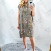 Helga May Mocha Royal Meadow Silk Sleeve Dress