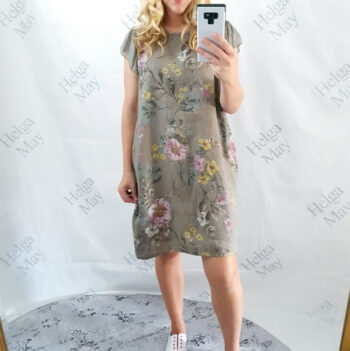 Helga May Mocha Royal Meadow Silk Sleeve Dress