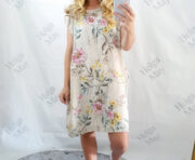 Helga May Beige Royal Meadow Silk Sleeve Dress