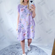 Helga May Lavender Royal Meadow Silk Sleeve Dress