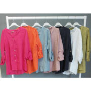 Buttoned Tab Sleeve Linen Top