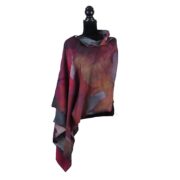 SILK+ART+SCARVES+MERINO+PONCHO+LEAVES+ROUGE+2+RRP+_165