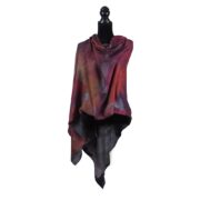Merino Wool & Silk Autumn Leaves Rouge Button Shawl