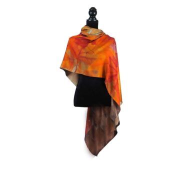 Merino Wool & Silk Autumn Leaves Button Shawl