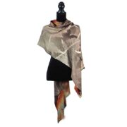 SILK+ART+SCARVES+MERINO+PONCHO++LEAVES+CAMEL+3+RRP+_165