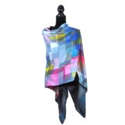 Merino Wool & Silk Stained Glass Pink Button Shawl