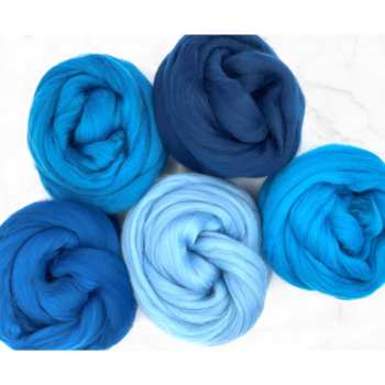 Delta Blue Merino Wool Roving Pack - 250g