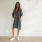 Cindy G Linen Dress With Pockets - Charvcoal