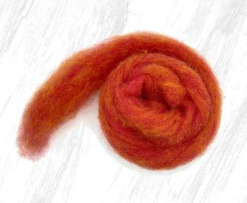 Carded Corriedale Wool Sliver 100g - Peach Melba
