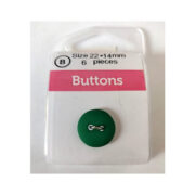 Green 14mm Buttons - 6pk