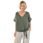 Helga May Linen Front Tie Top