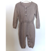 Hand Knitted Merino Wool Baby Romper Beige